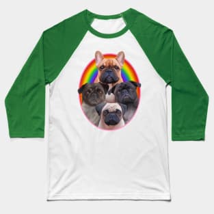 Three Pugs & A Frenchie! Baseball T-Shirt